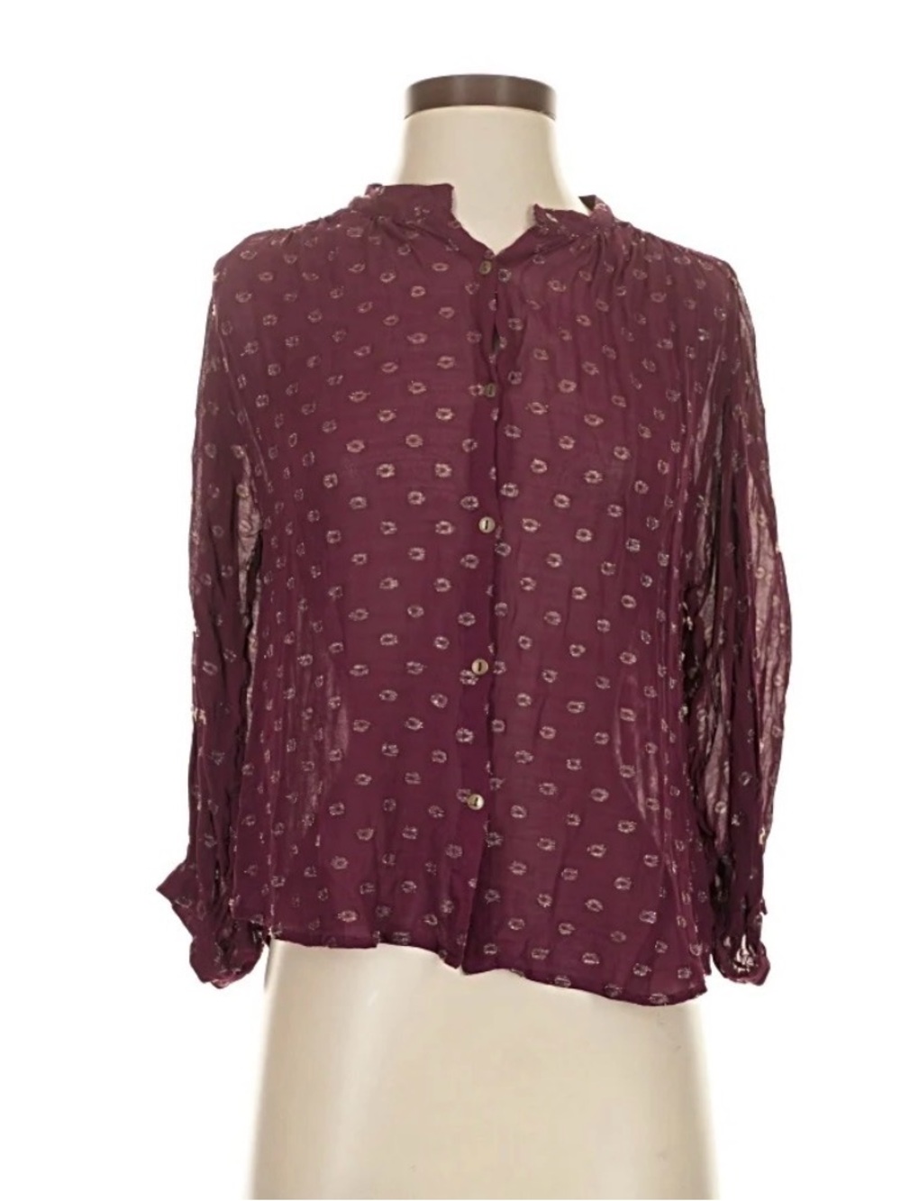 Anthropologie Women Plum Button-Front Blouse